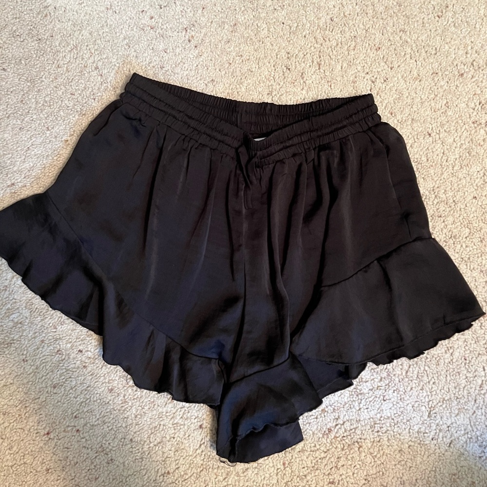 Showpo. Flowy Black Drawstring High Waist Shorts